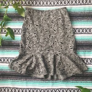 LOFT by Ann Taylor floral wool ruffle pencil skirt